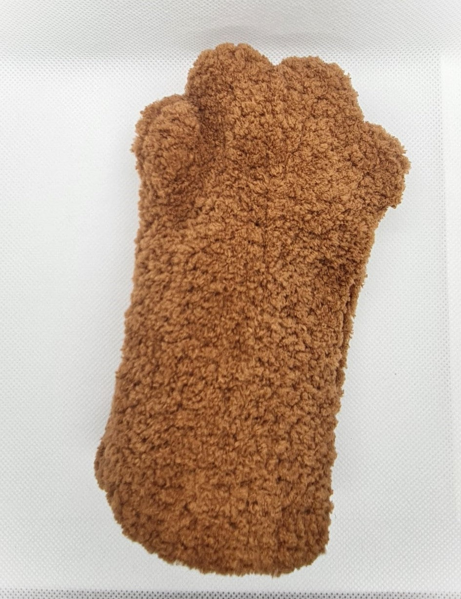 Paw Fingerless Gloves brown