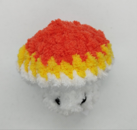 Crocheted popping mushroom Candy Corn