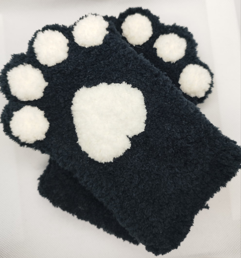 Paw Fingerless Gloves Black