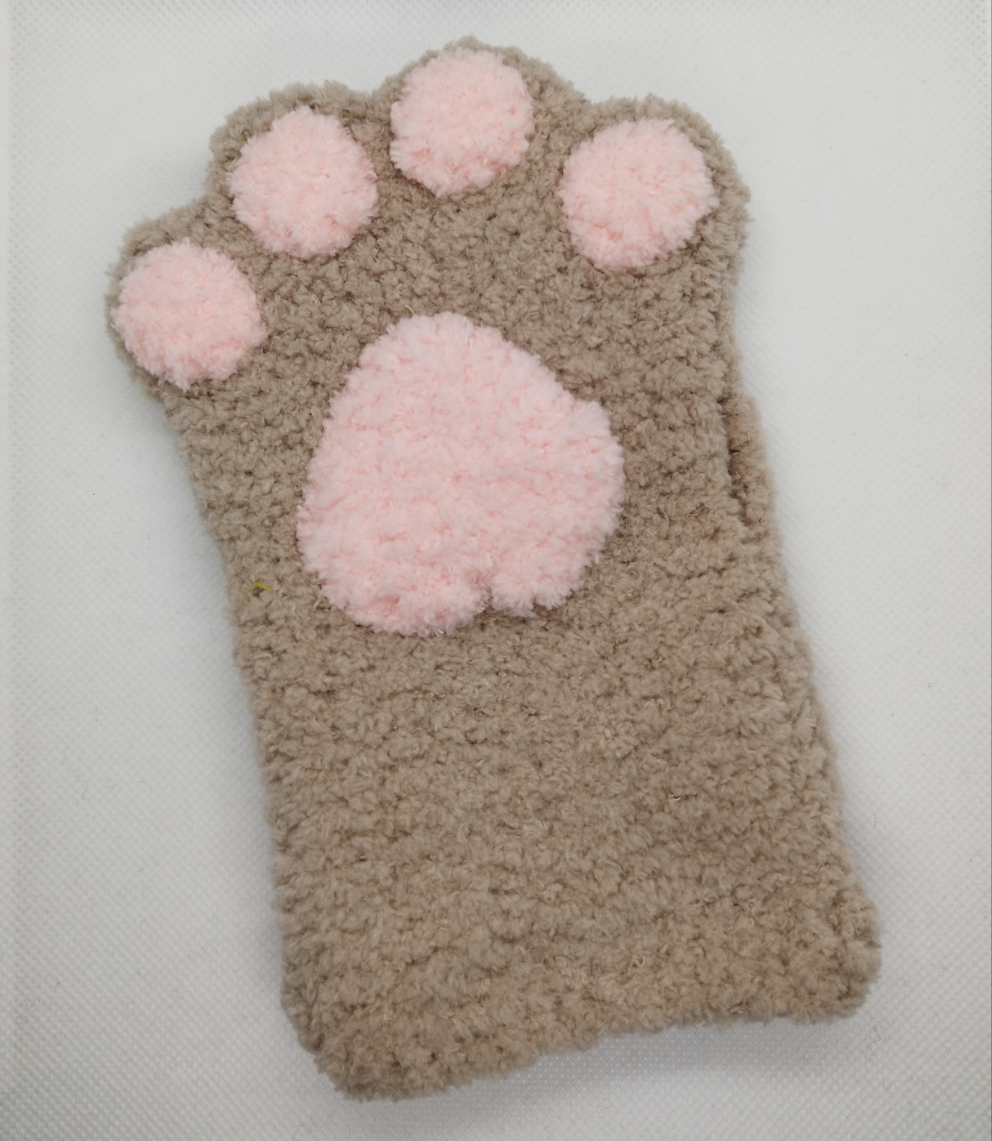 Paw Fingerless Gloves Hot Choco