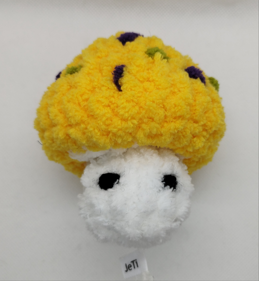 Crocheted popping mushroom Spotted Yellow