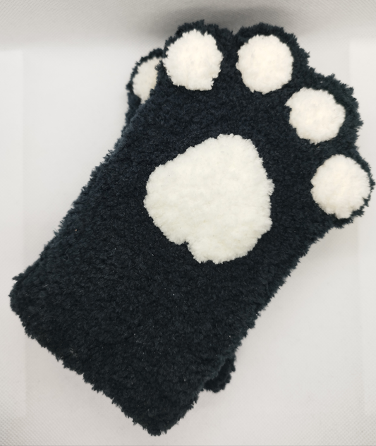 Paw Fingerless Gloves Black