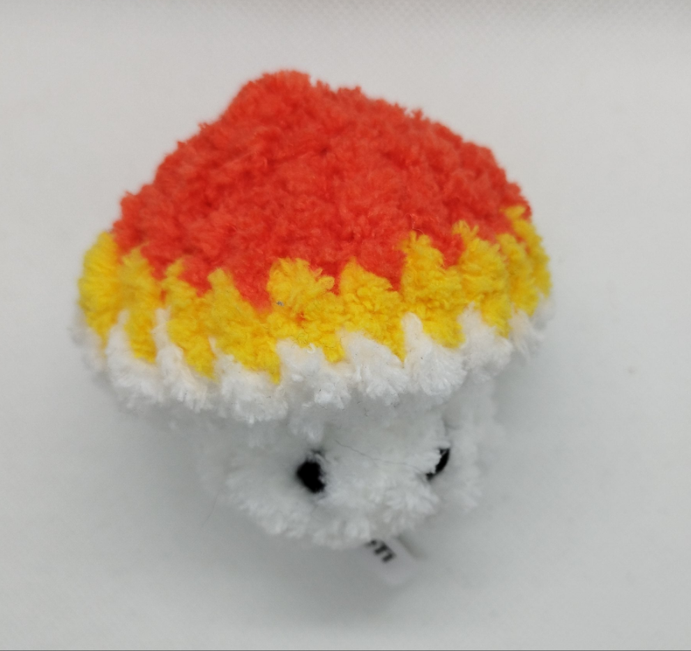 Crocheted popping mushroom Candy Corn