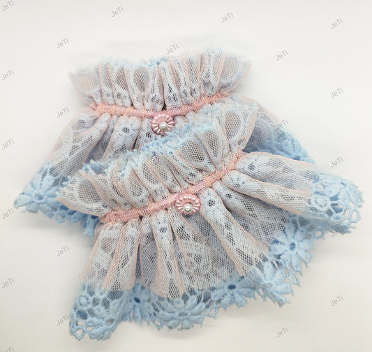 Blue Daisy lace cuffs