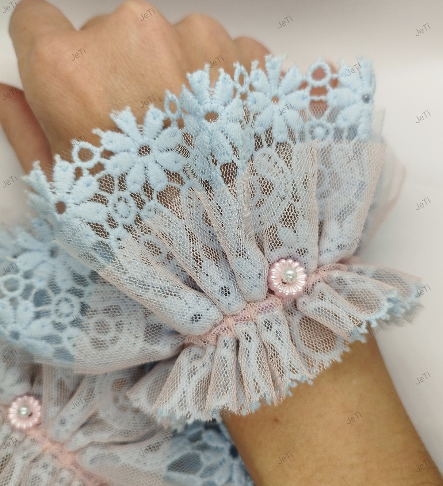 Blue Daisy lace cuffs