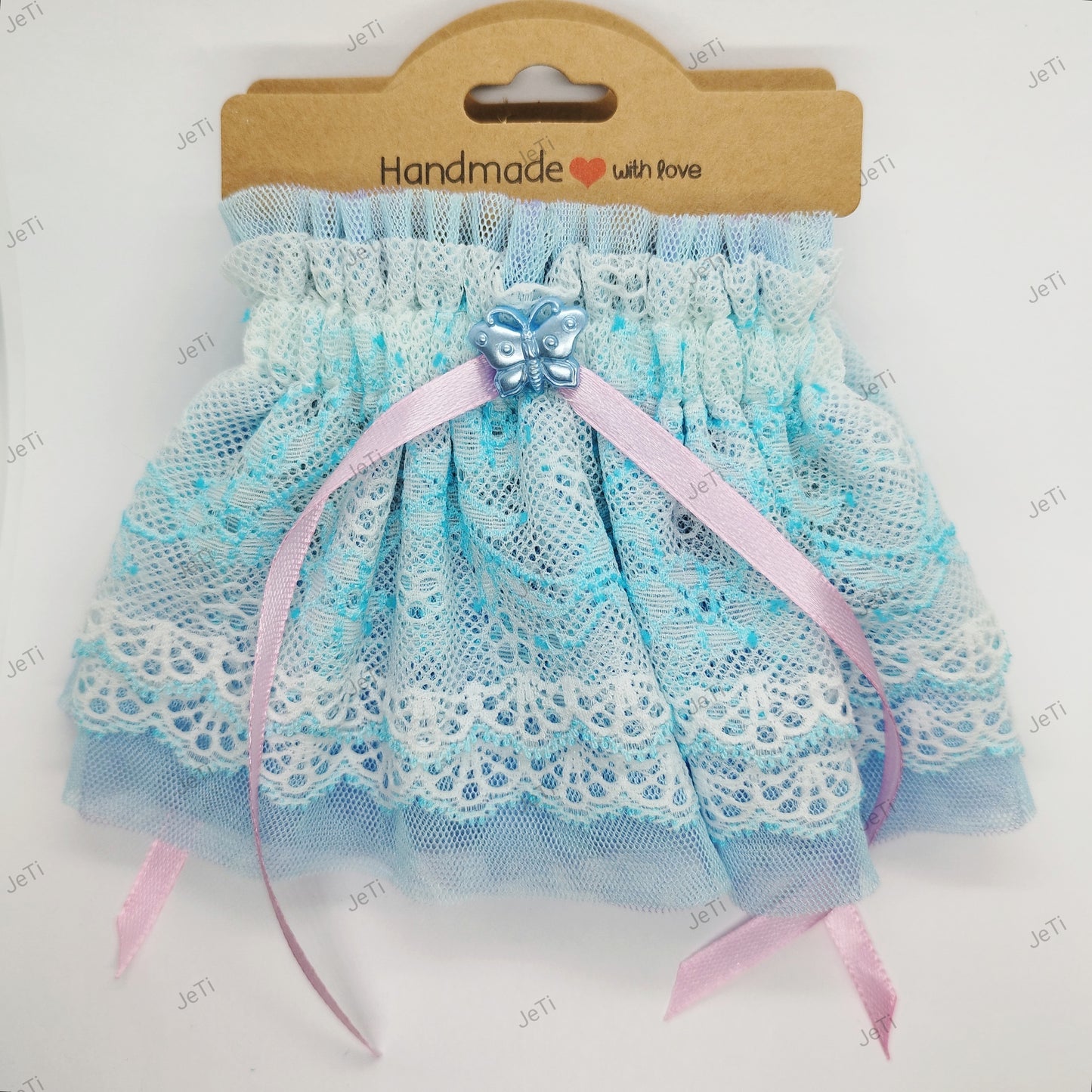 Baby blue lace wrist cuffs