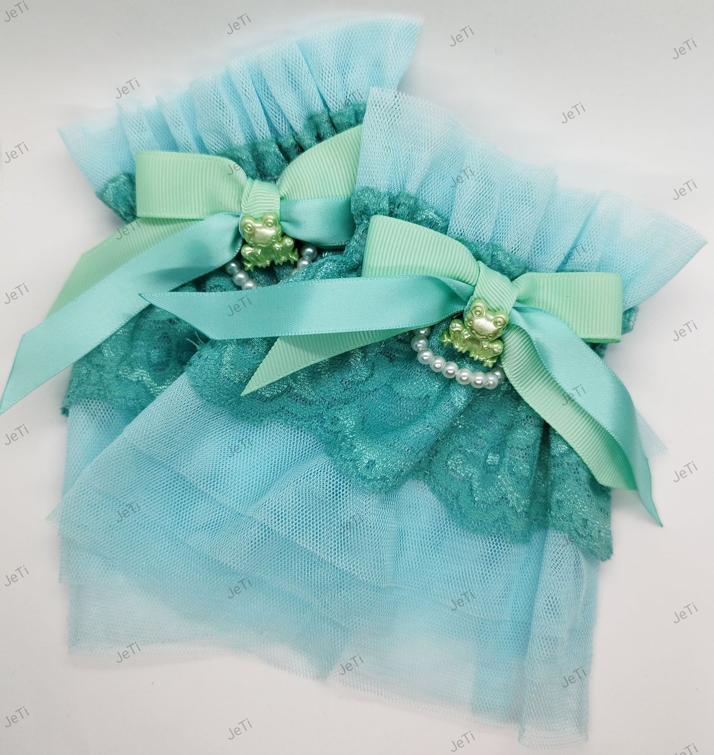 Aqua froggy lace cuffs