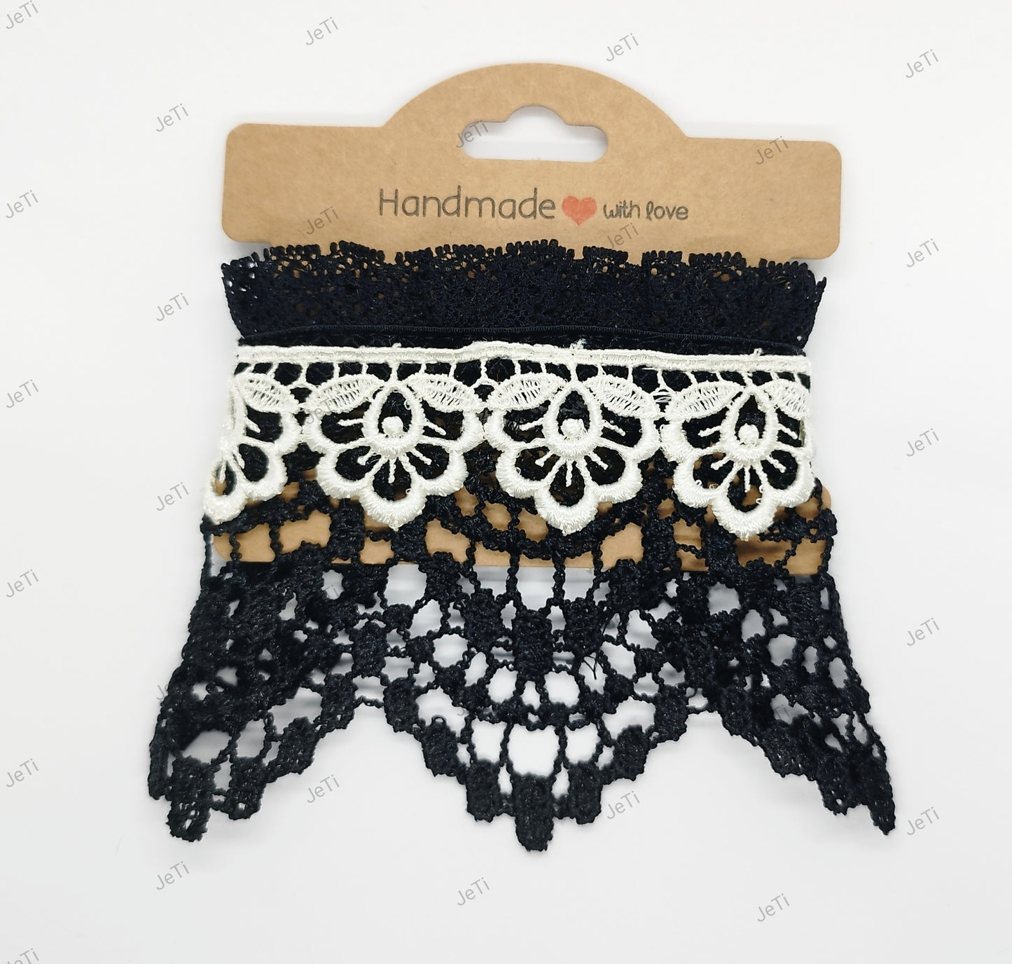 Black & White lace cuffs w buckle