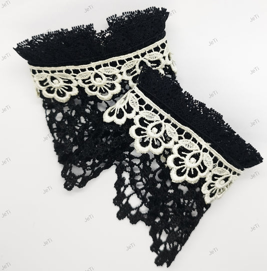 Black & White lace cuffs w buckle
