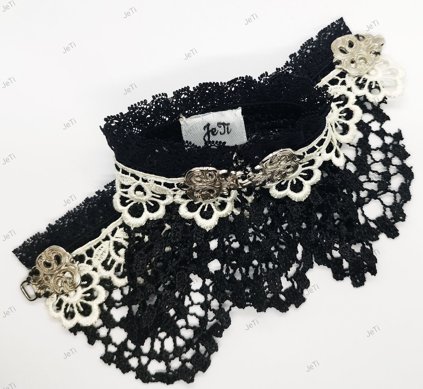 Black & White lace cuffs w buckle