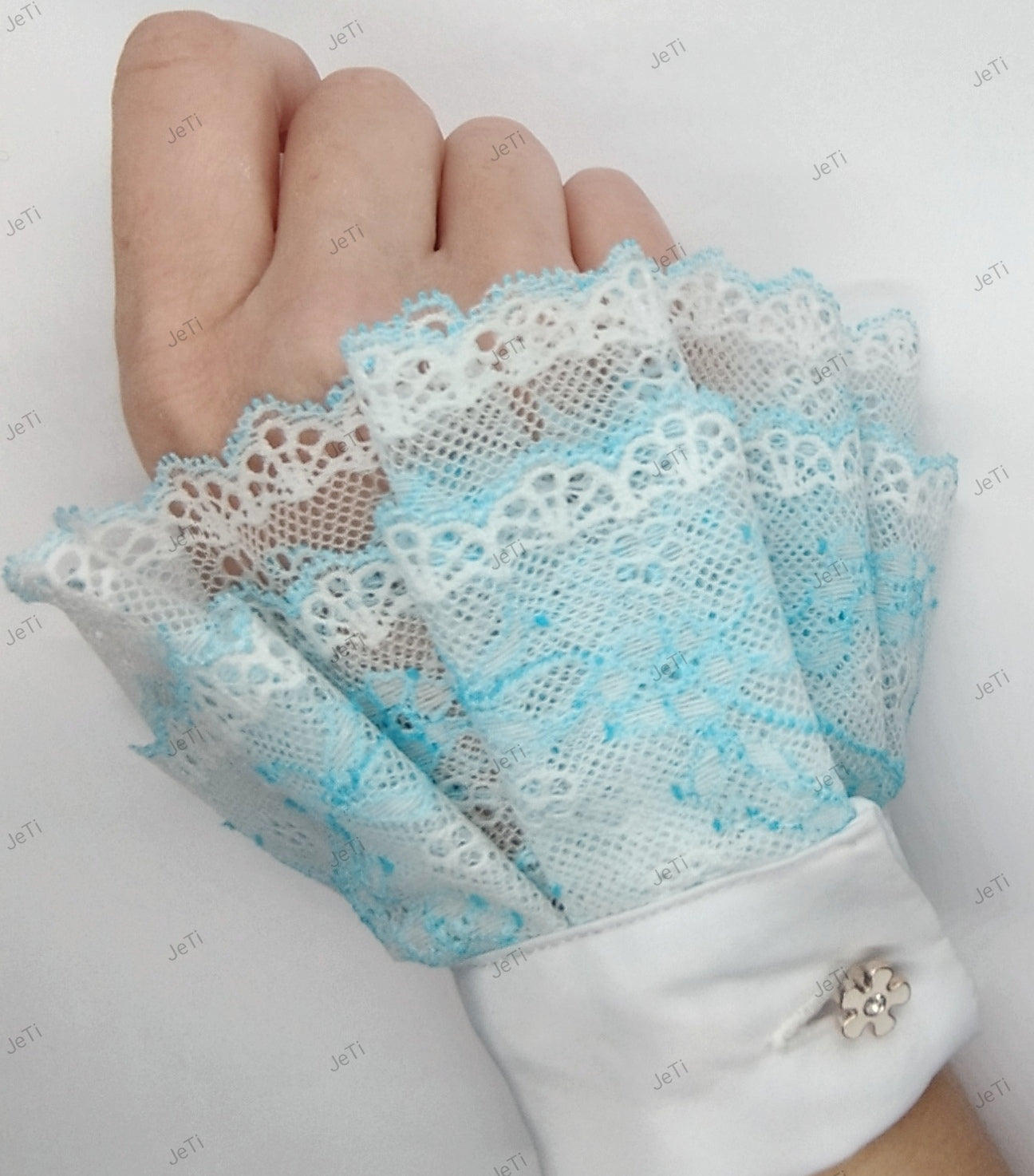 Blue Daisy lace cuffs