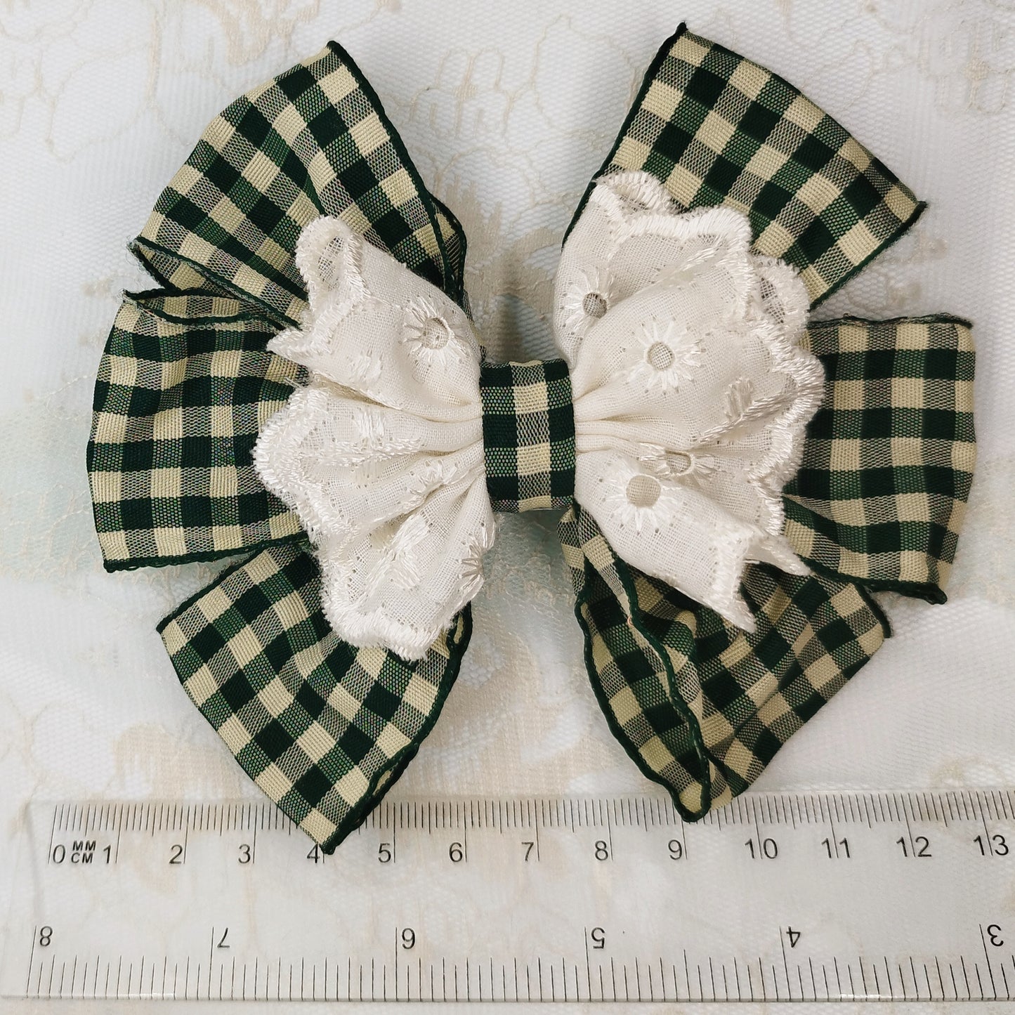 handmade rustic bow hair clip green cute lace