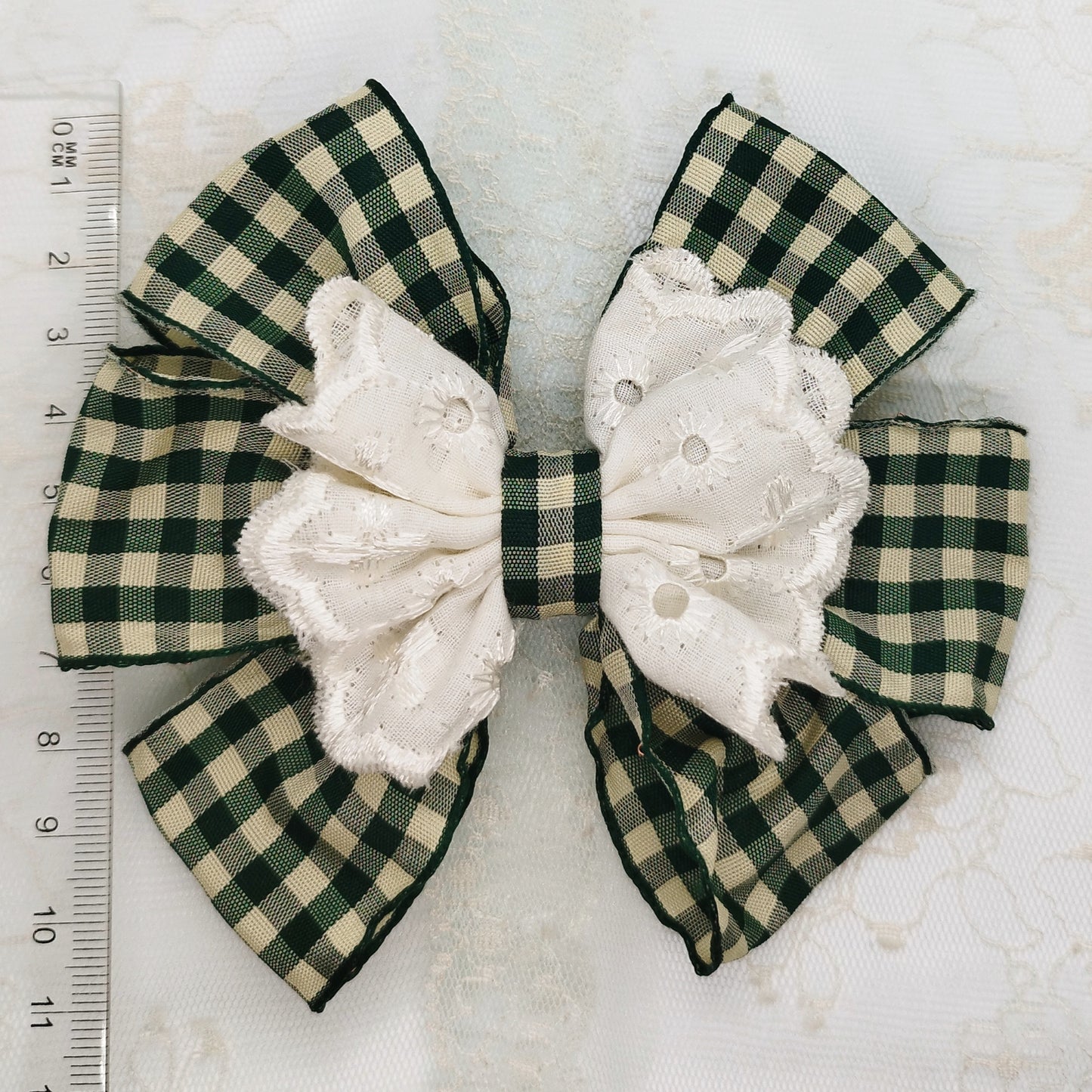 handmade rustic bow hair clip green cute lace