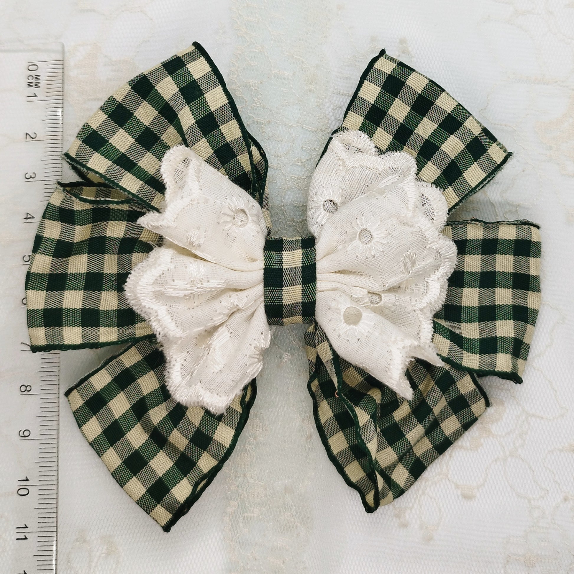 handmade rustic bow hair clip green cute lace