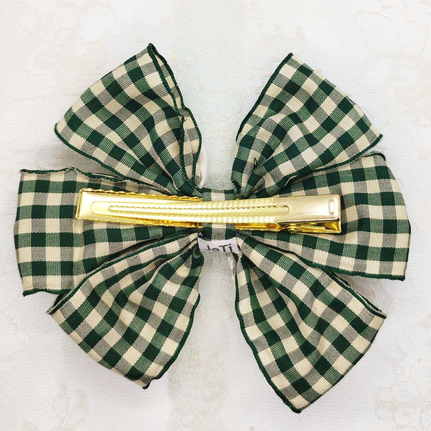 handmade rustic bow hair clip green cute lace