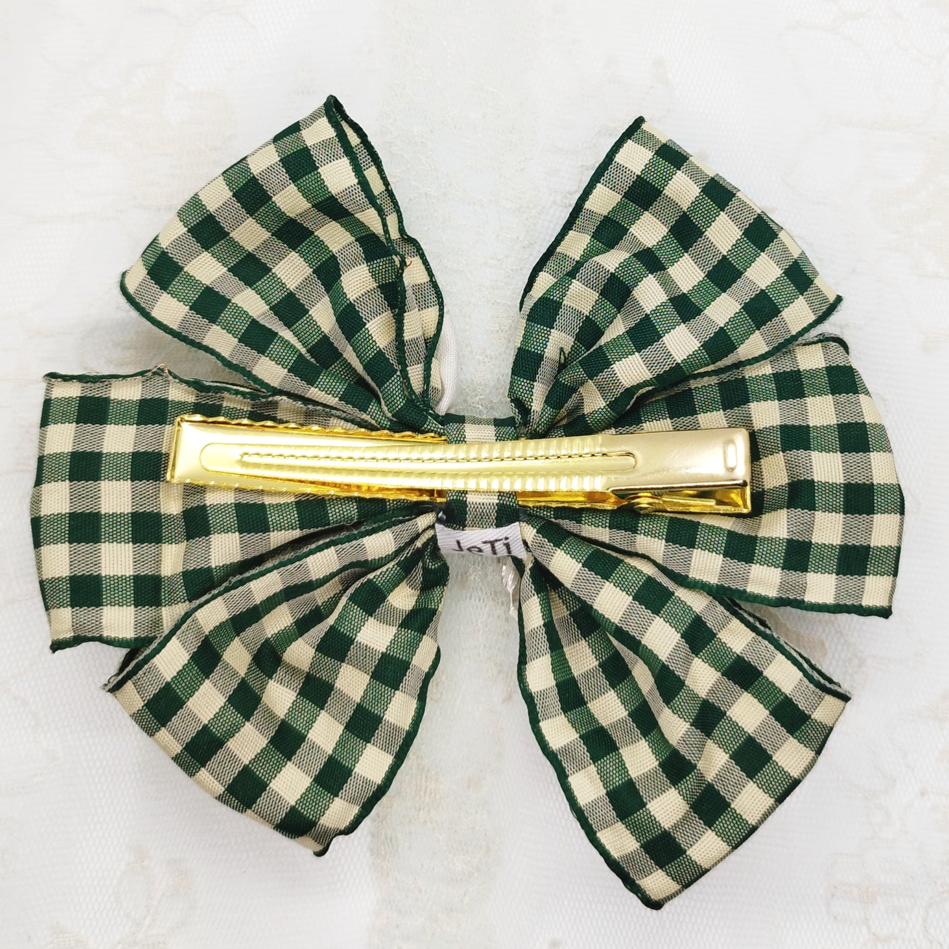 handmade rustic bow hair clip green cute lace
