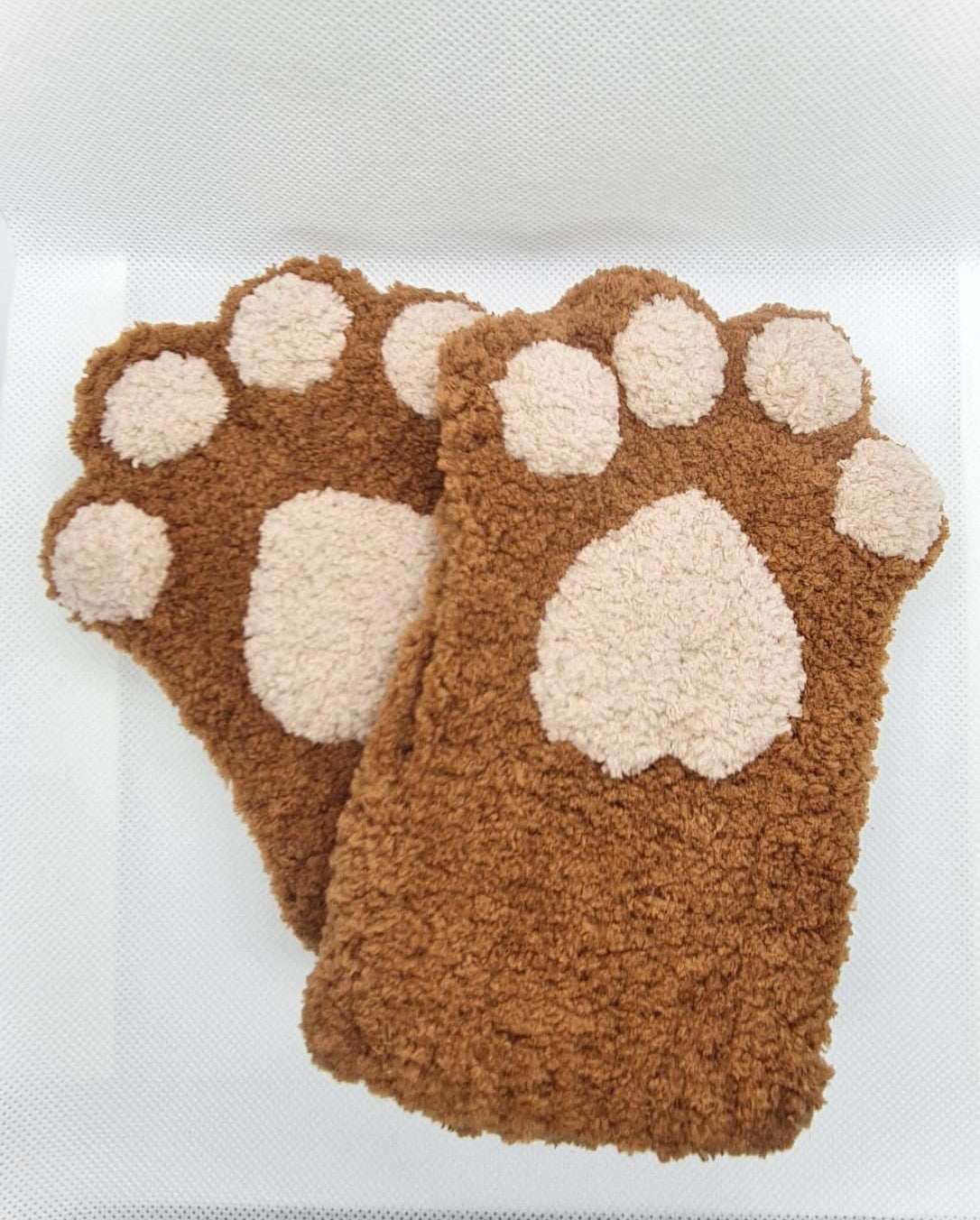 Paw Fingerless Gloves brown