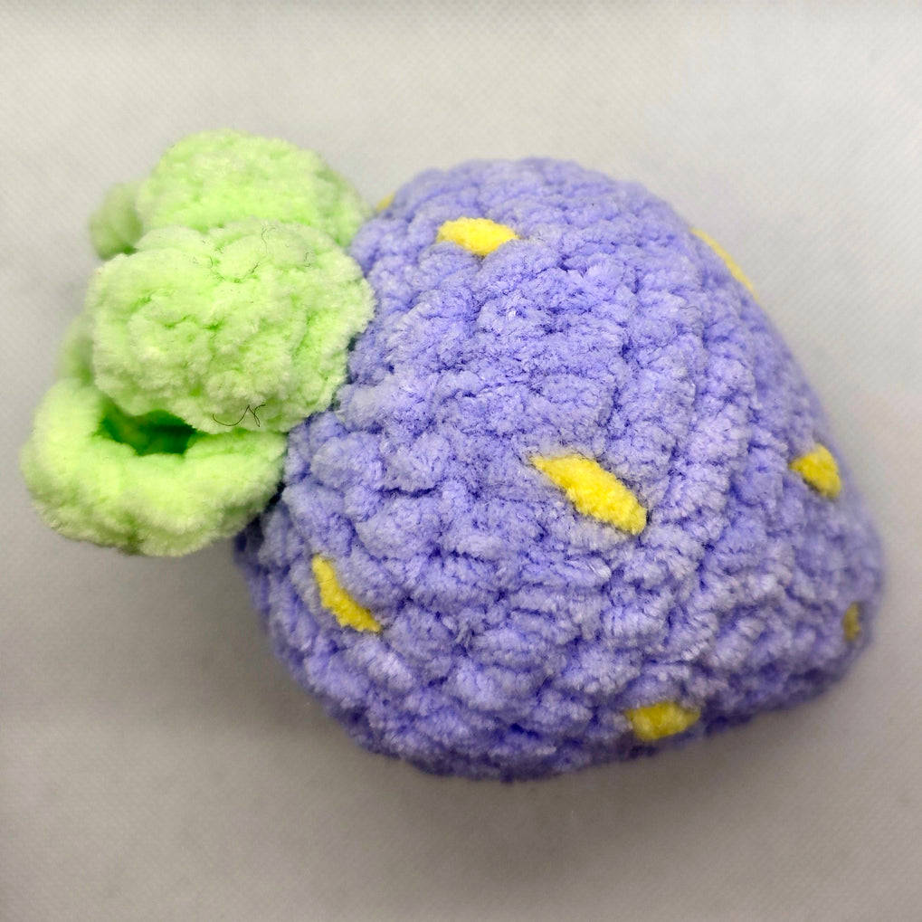 Soft lilac crochet strawberry for stress relief