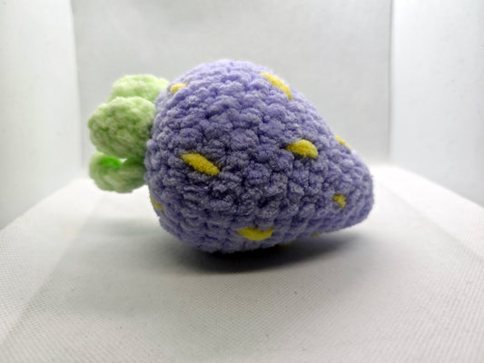 Purple crochet strawberry fidget toy handmade close-up
